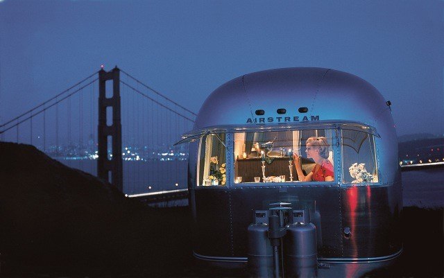 Airstream Travel Trailer and Golden Gate Bridge San Franciso