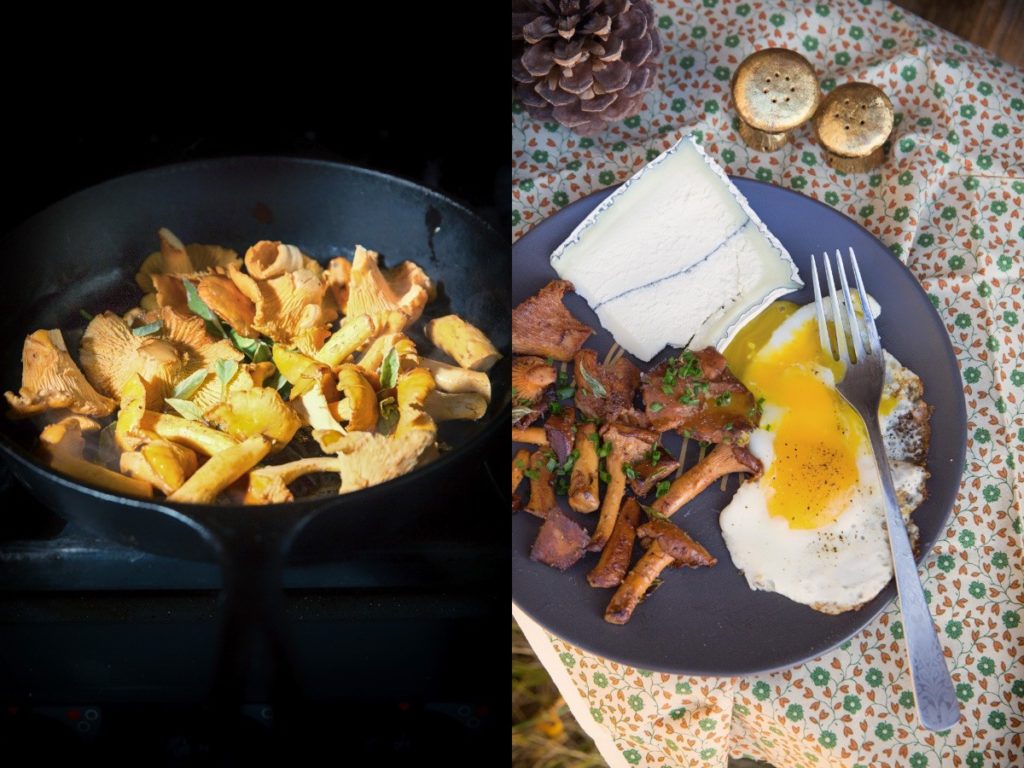 Airstream Thanksgiving food mushrooms egg and table