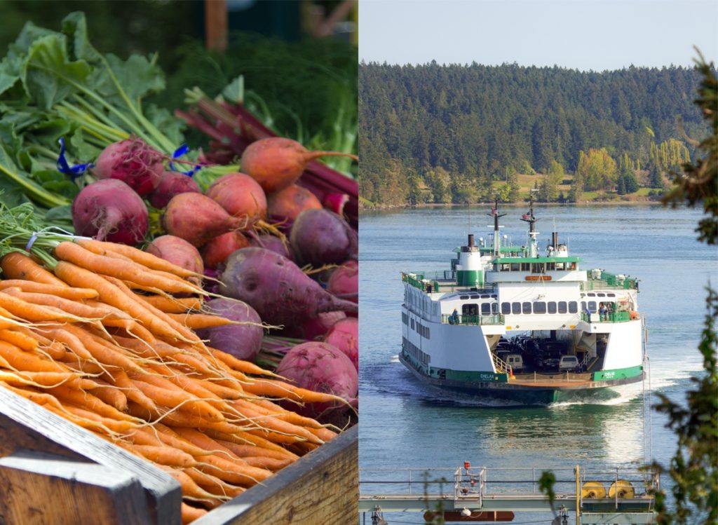Airstream vegetables and boat on water