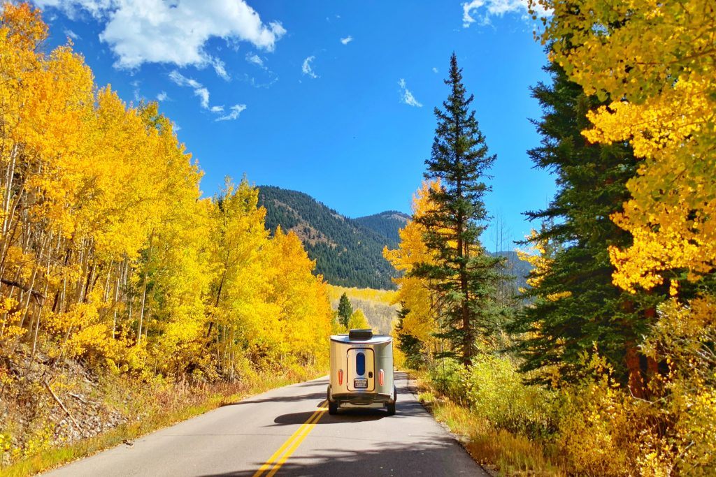 Airstream Basecamp Fall Nature Trees Roadway Roadtrip Highway