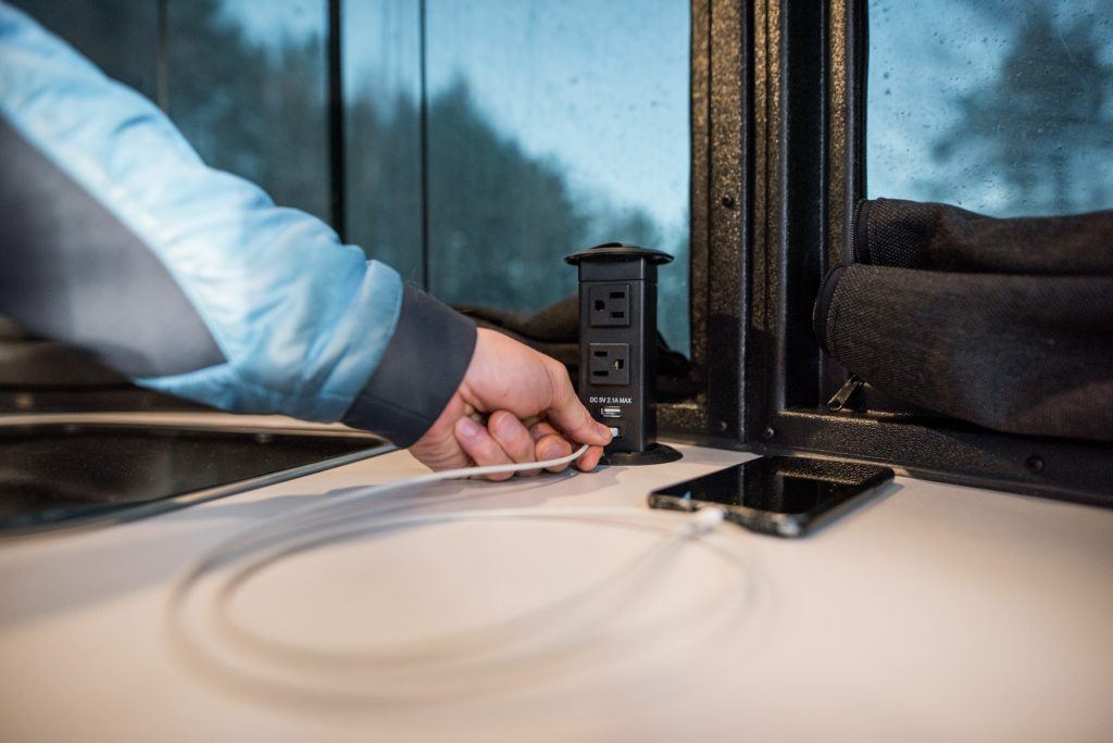 Airstream Basecamp Interior USB Outlets Pop Up Cell Phone