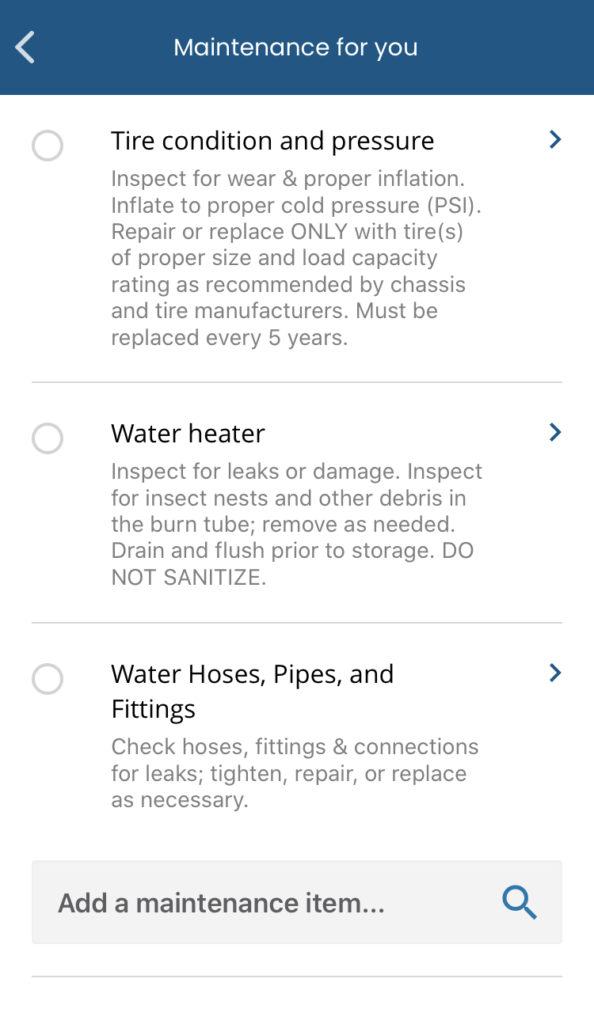 Airstream Care Maintenance Checklist