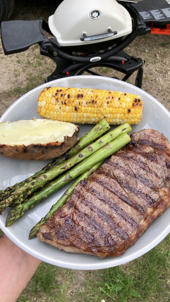 Airstream Weber Grill and food