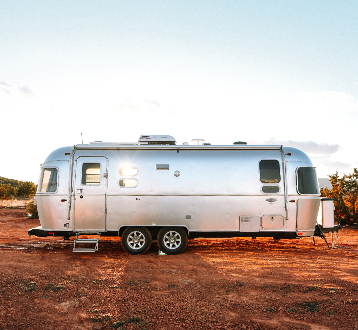 Airstream Flying Cloud Silver Bullet on Desert Floor