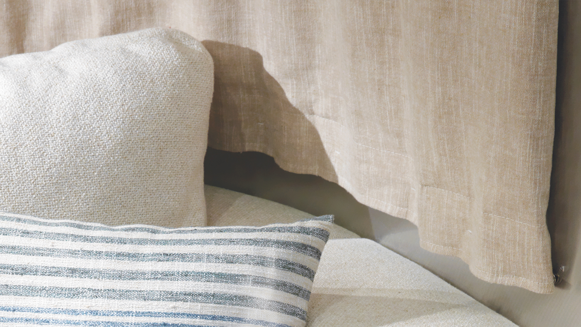 Airstream Pottery Barn Special Edition Travel Trailer window drapes with pillows