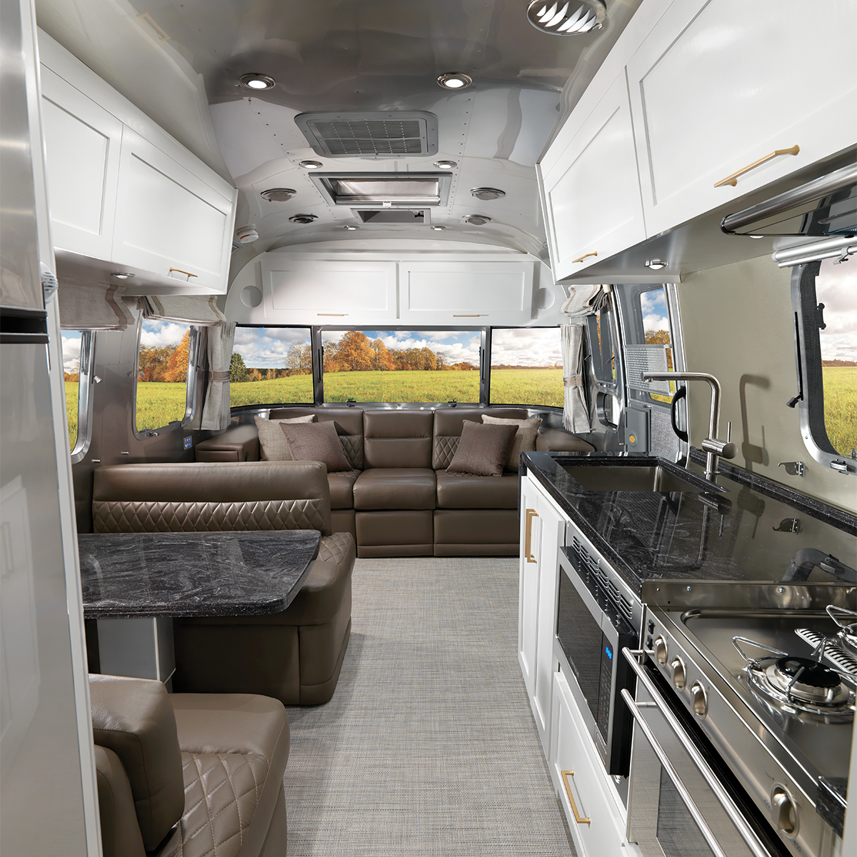 Airstream Classic with Comfort White Decor Cafe Latte Ultaleather