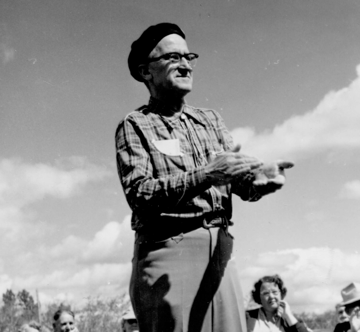 Airstream founder, Wally Byam, at an Airstream rally