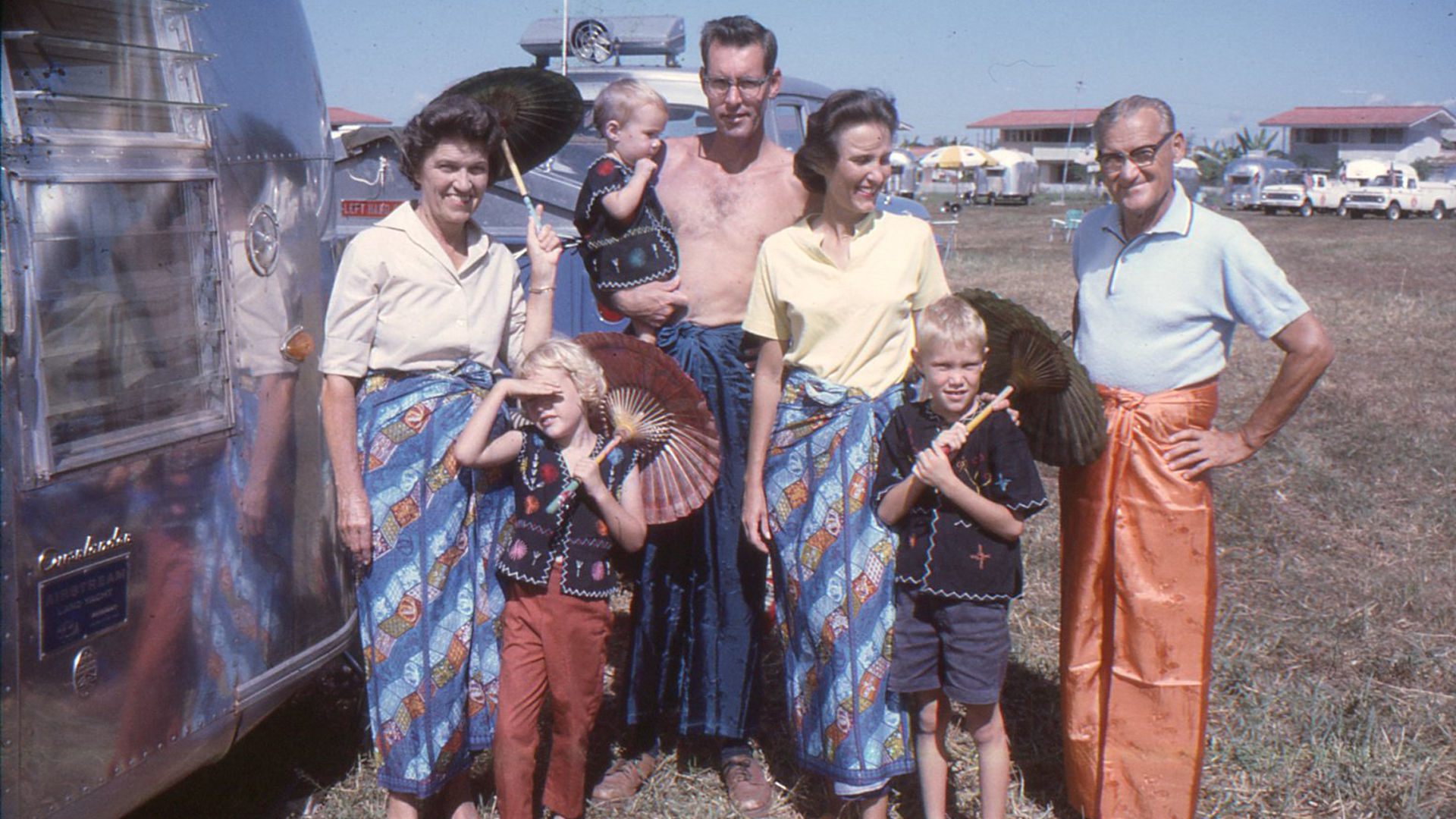 The Smith family posing for a picture during the Airstream Around the World Caravan.