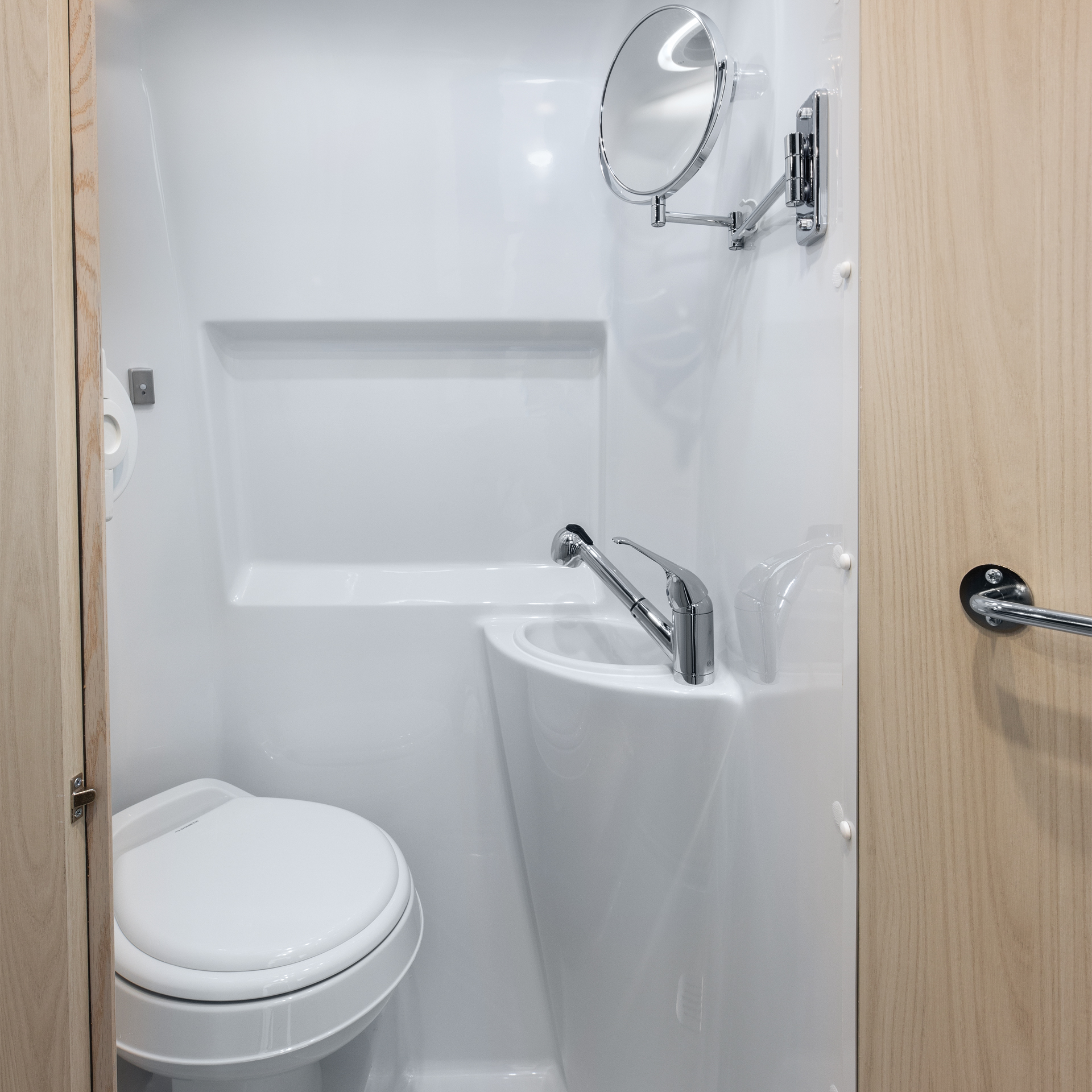 The bathroom in the Interstate 19 Airstream touring coach.