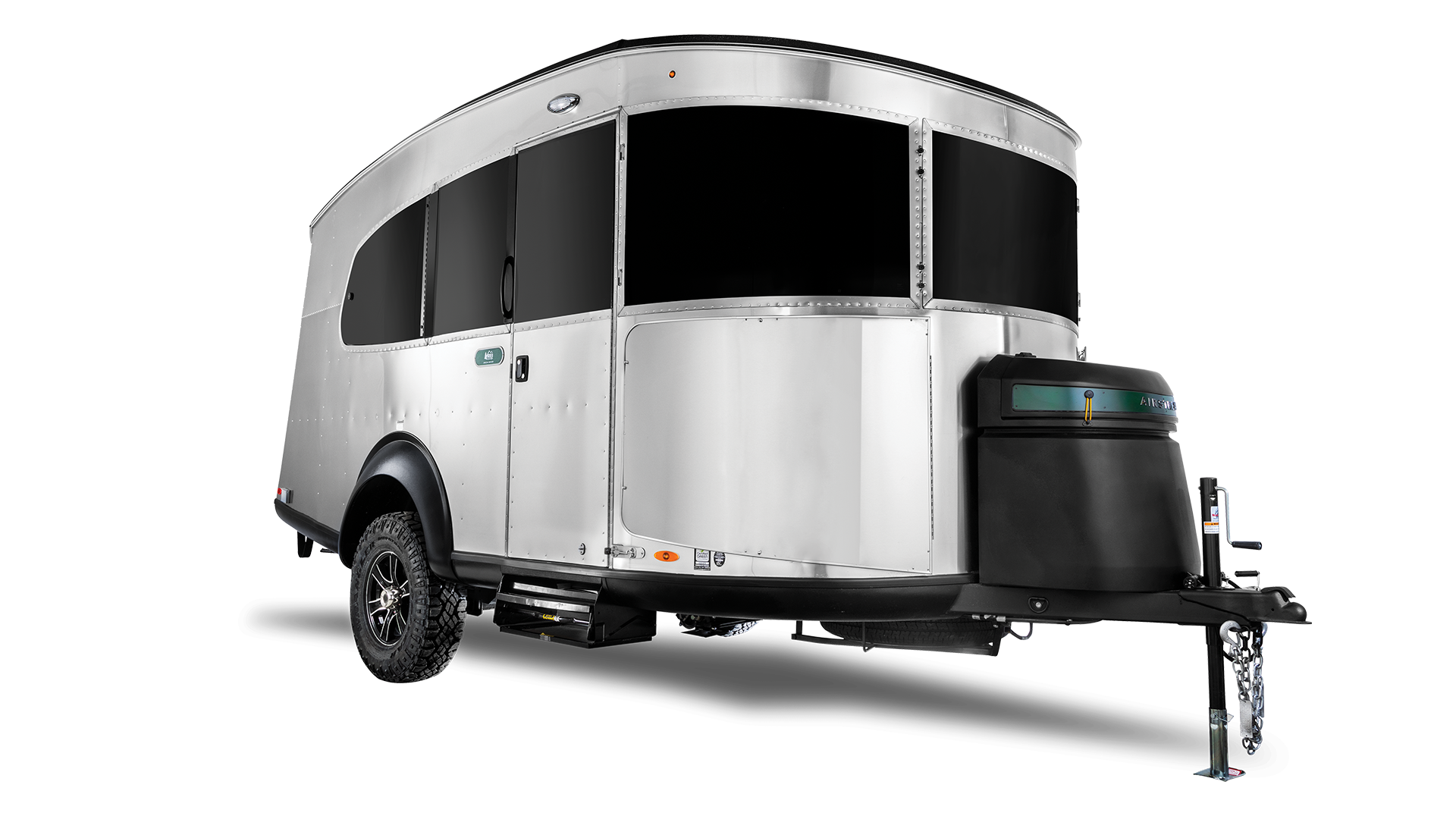 Airstream REI Co-op Special Edition Basecamp 20X at a low view of the exterior of the travel trailer