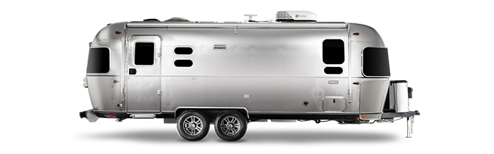 The curbside view of the exterior of the Airstream Trade Wind travel trailer.