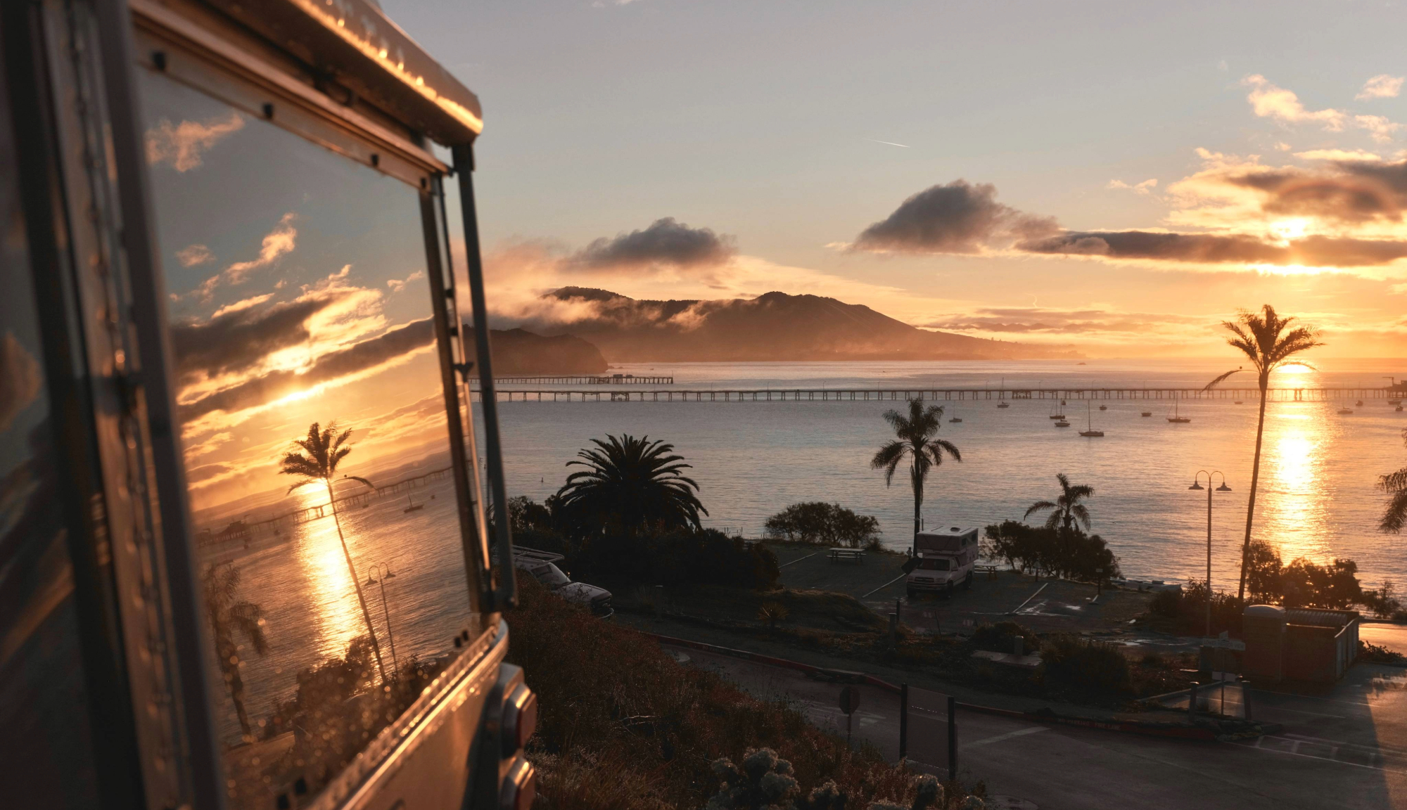 Airstream Globetrotter at Sunset with an ocean view
