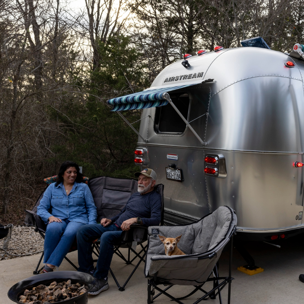 Janie Gracia camping outside her Airstream International Travel Trailer