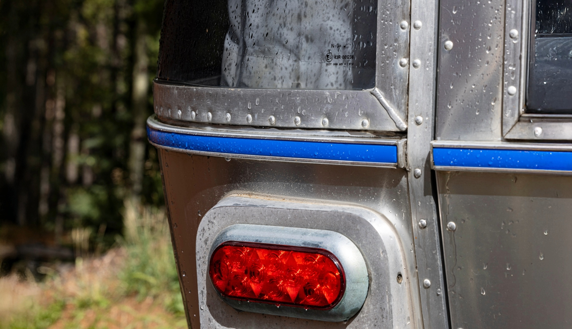 Blue replacement trim on an Airstream Trailer from Airstream Supply Company