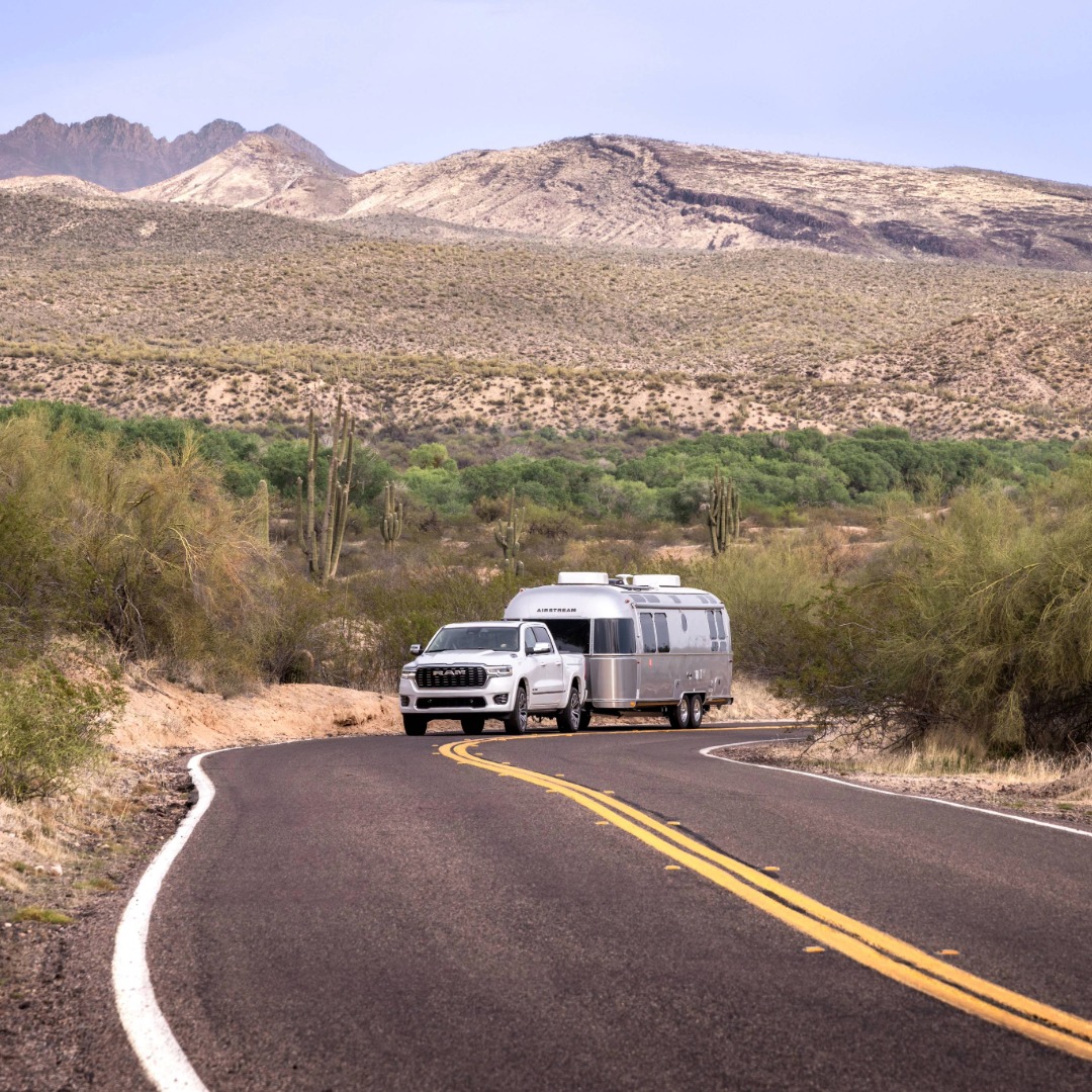 Airstream Frank Lloyd Wright Limited Edition Travel Trailer being hauled