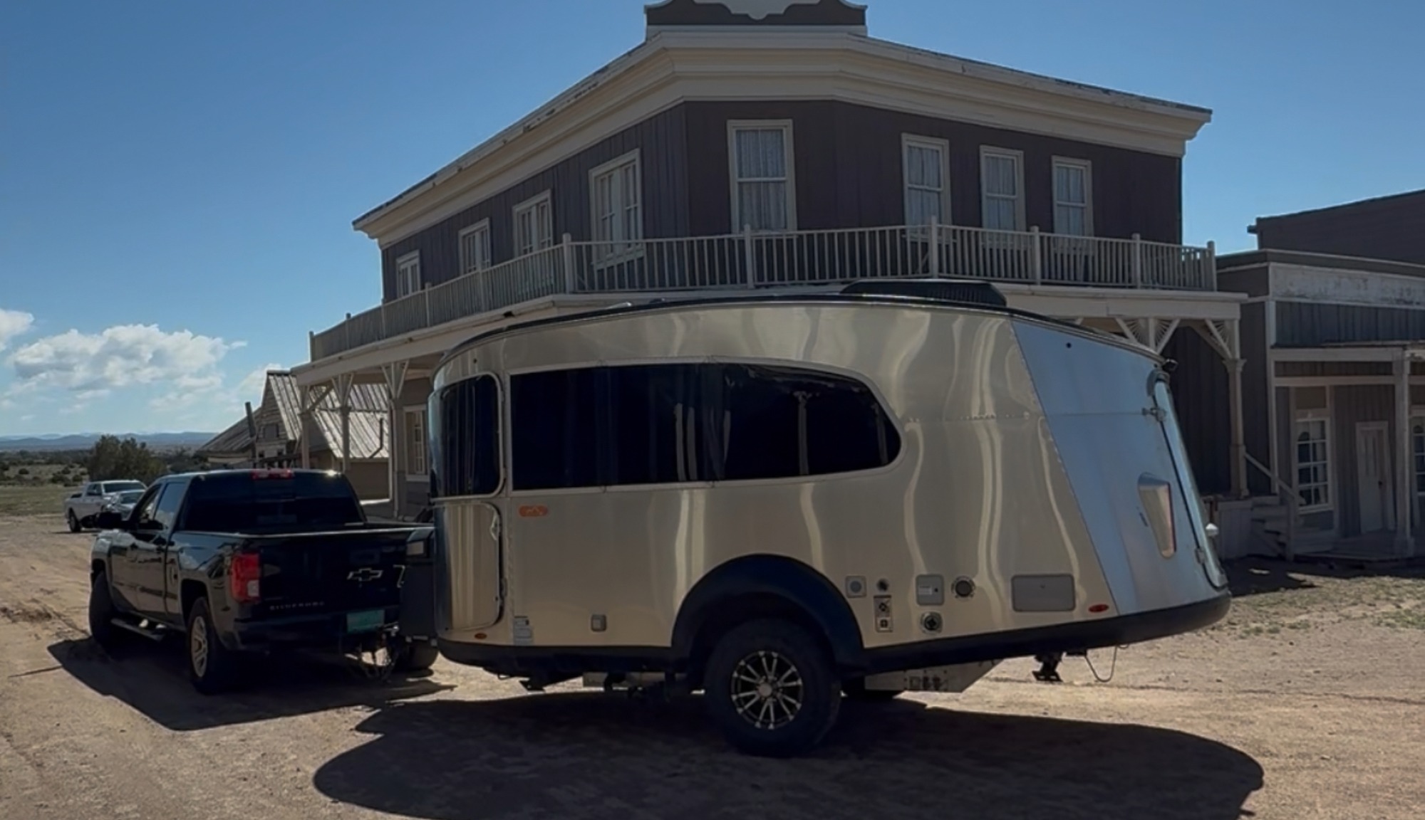 Gene Brave Rock's Airstream Basecamp 20X Travel Trailer being hauled