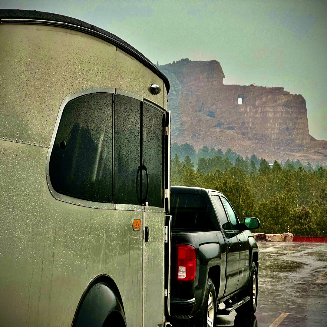 Gene Brave Rock hauling his Airstream Basecamp 20X Travel Trailer