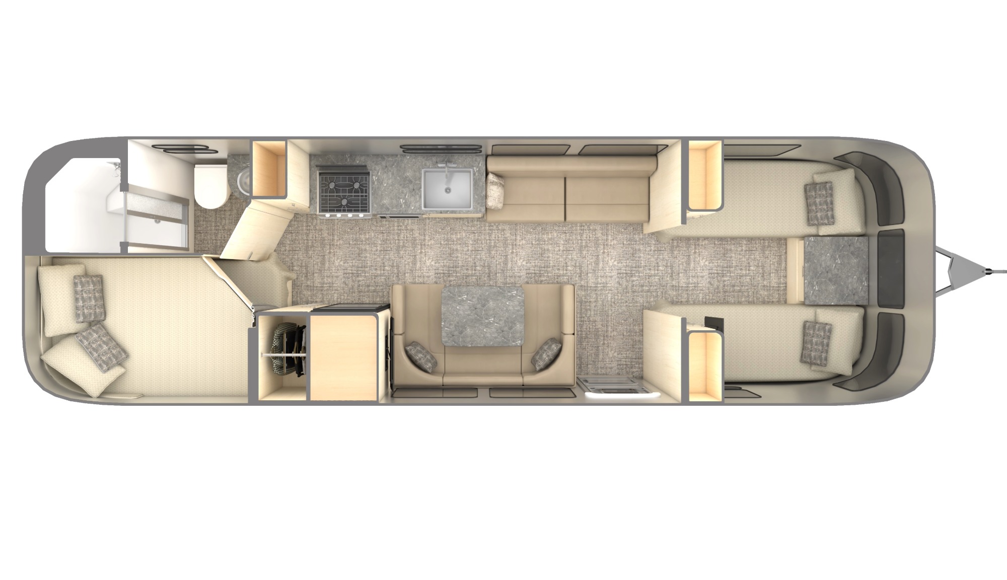 Airstream 30FB Bunk Flying Cloud Travel Trailer Floorplan outline
