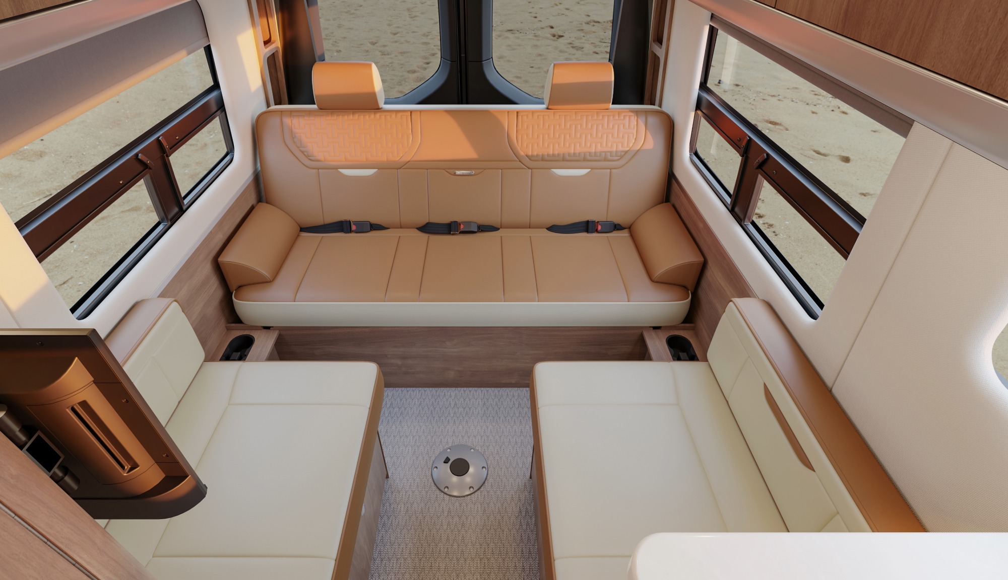 Airstream Interstate 24GL Amber Ridge Decor in the back seating area