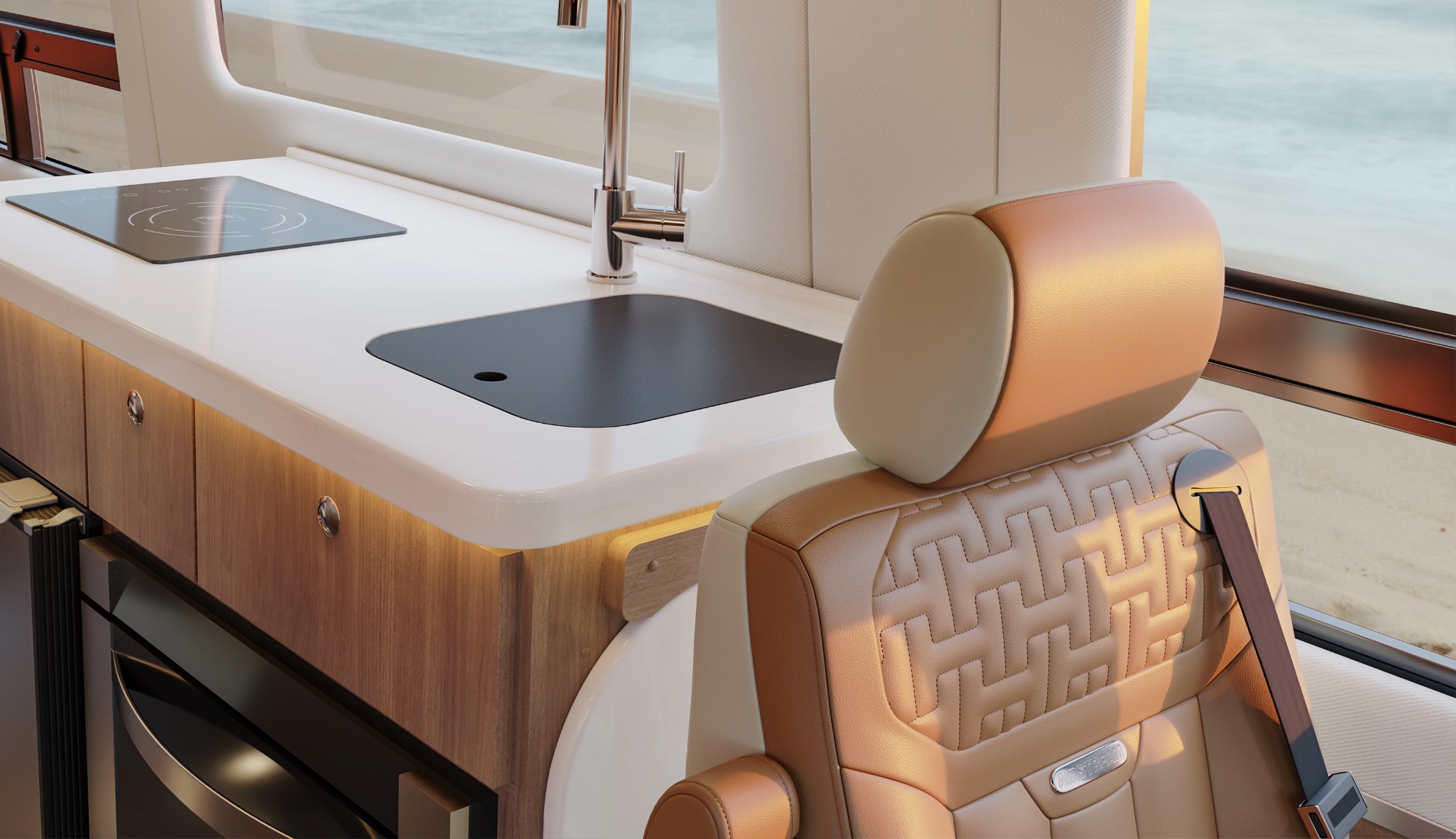 Closeup of Airstream Interstate 24GT Amber Ridge Seating