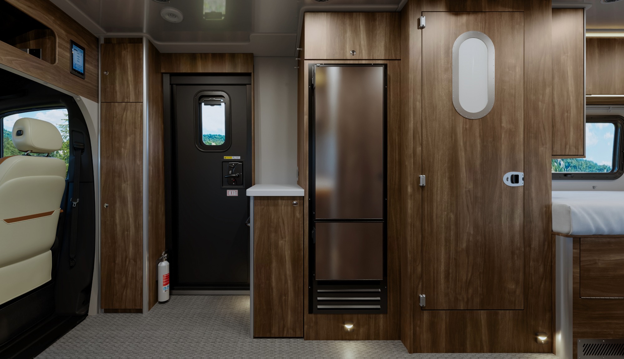 Atlas 25RT interior refrigerator and split dry bath
