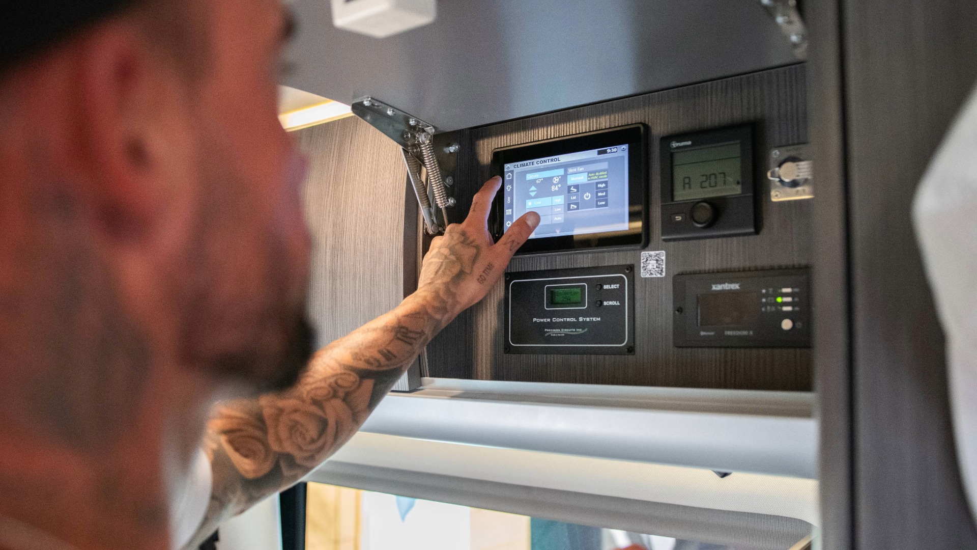 Advanced Power Plus control system panel in the Airstream Interstate 19GT