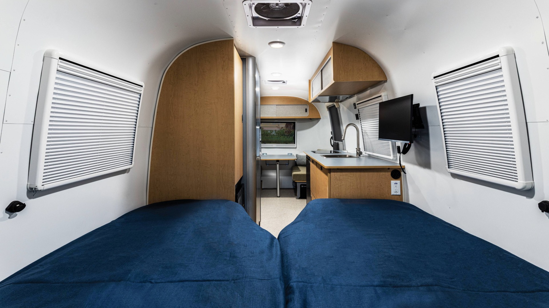 Airstream World Traveler Travel Trailer Front to back image of the interior 