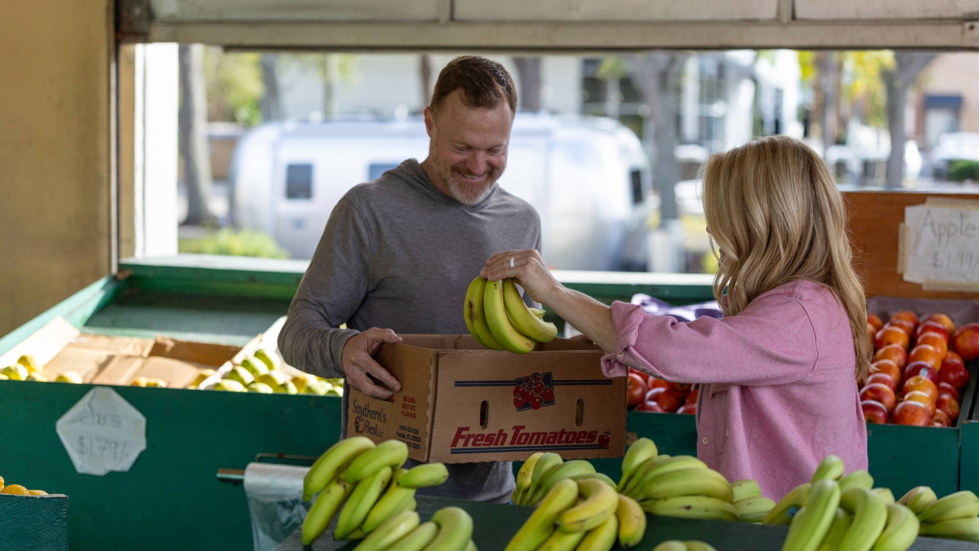 Marc and Trish Leach buying local groceries and cooking ingredients